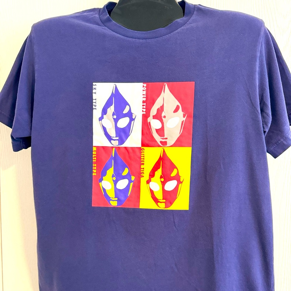 Uniqlo Purple Short Sleeve Tee with Multicolor Pop-Art Graphic